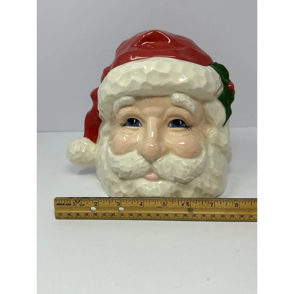 Vintage Christmas Santa Claus Cookie Jar Holiday A4